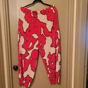 Nine West Red and White Wide Leg Pants